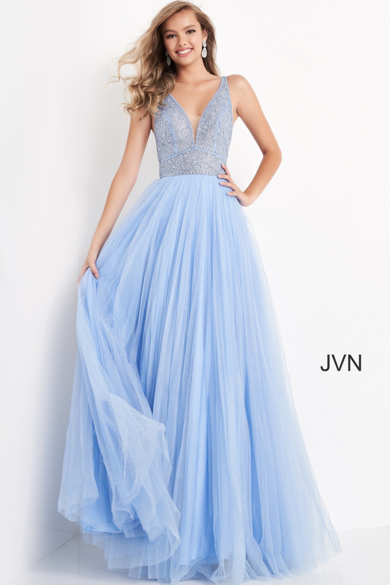Tulle Skirt Sleeveless Prom Gown By Jovani -JVN05818
