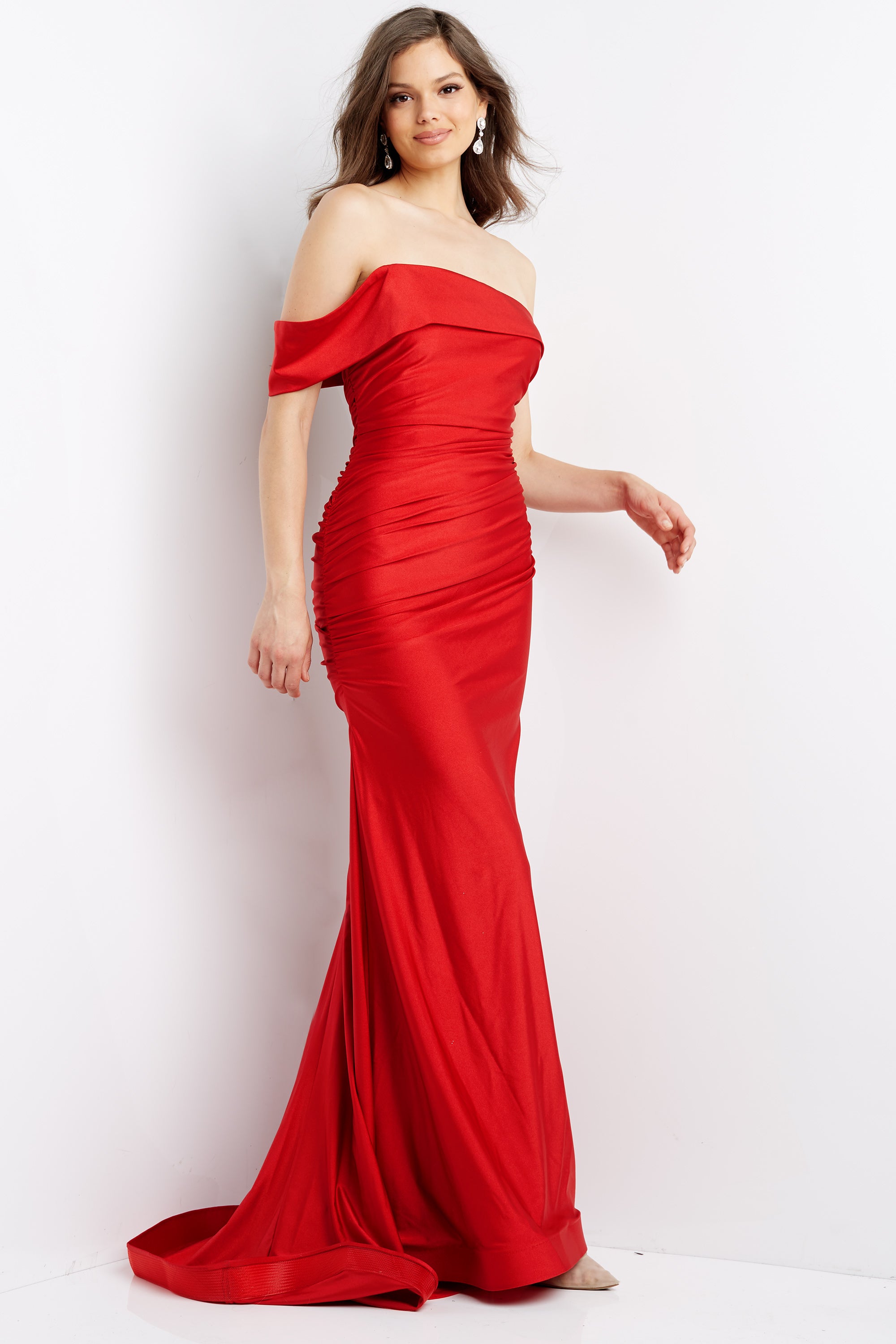Ruched Off The Shoulder Prom Dress By Jovani -07640B