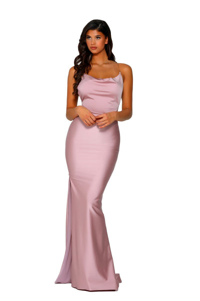 Metallic Strap Cowl Neck Sleeveless Gown By Portia and Scarlett -PS6319