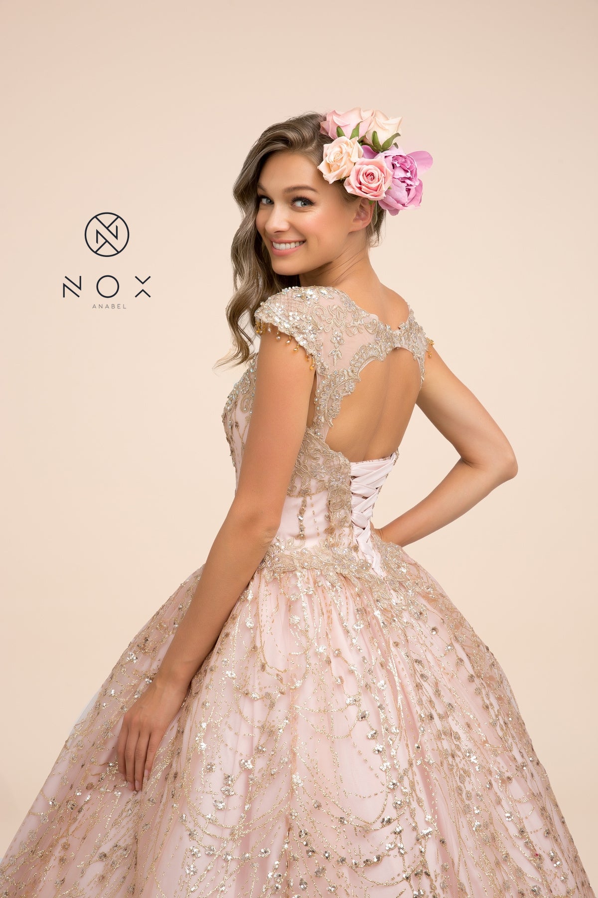 MyFashion.com - GLITTERY ROSE GOLD BALL GOWN WITH CAP SLEEVES (U803) - Nox Anabel promdress eveningdress fashion partydress weddingdress
gown homecoming promgown weddinggown