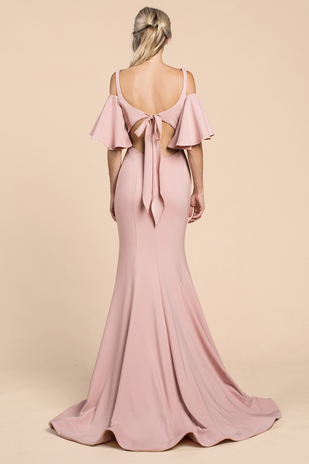 Cold Off-Shoulder Flair Sleeves Mermaid Gown By Cinderella Divine -A0079