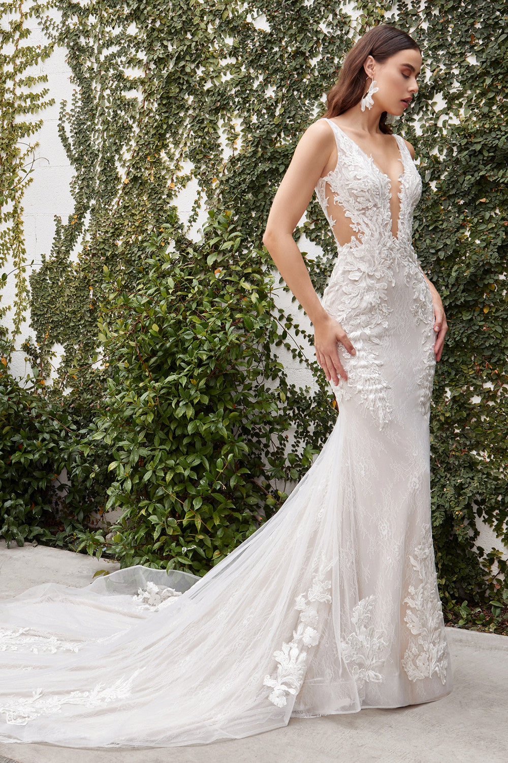 Long Sleeveless Lace Dress With Fitted Skirt By Andrea And Leo -A1072W