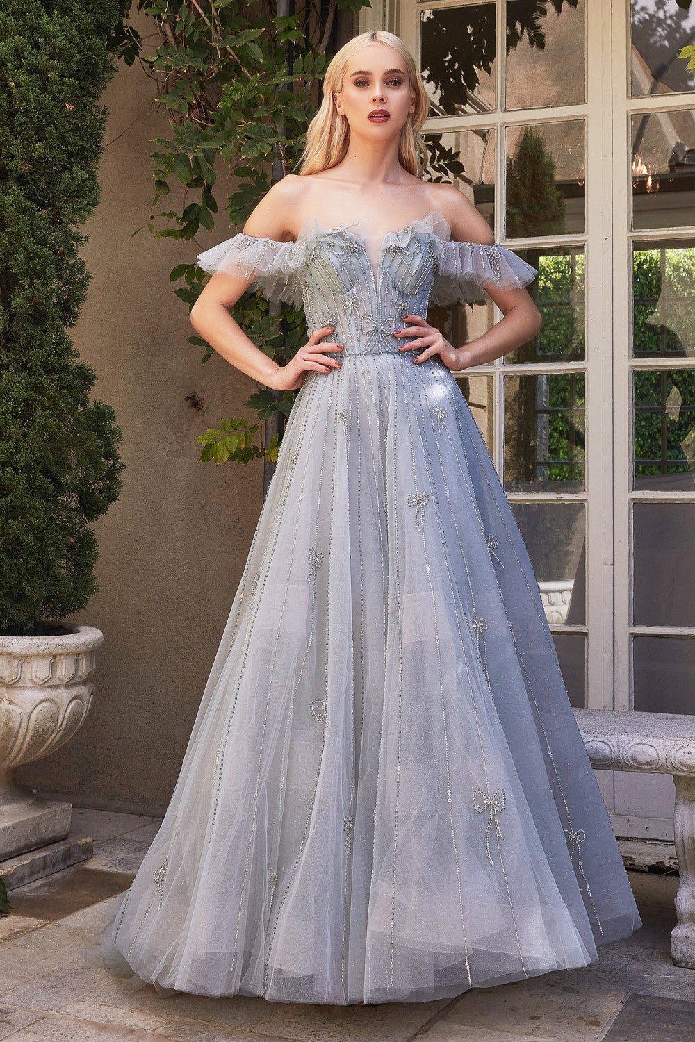 Off the Shoulder Tulle Sweetheart Corset A-Line Gown - Andrea