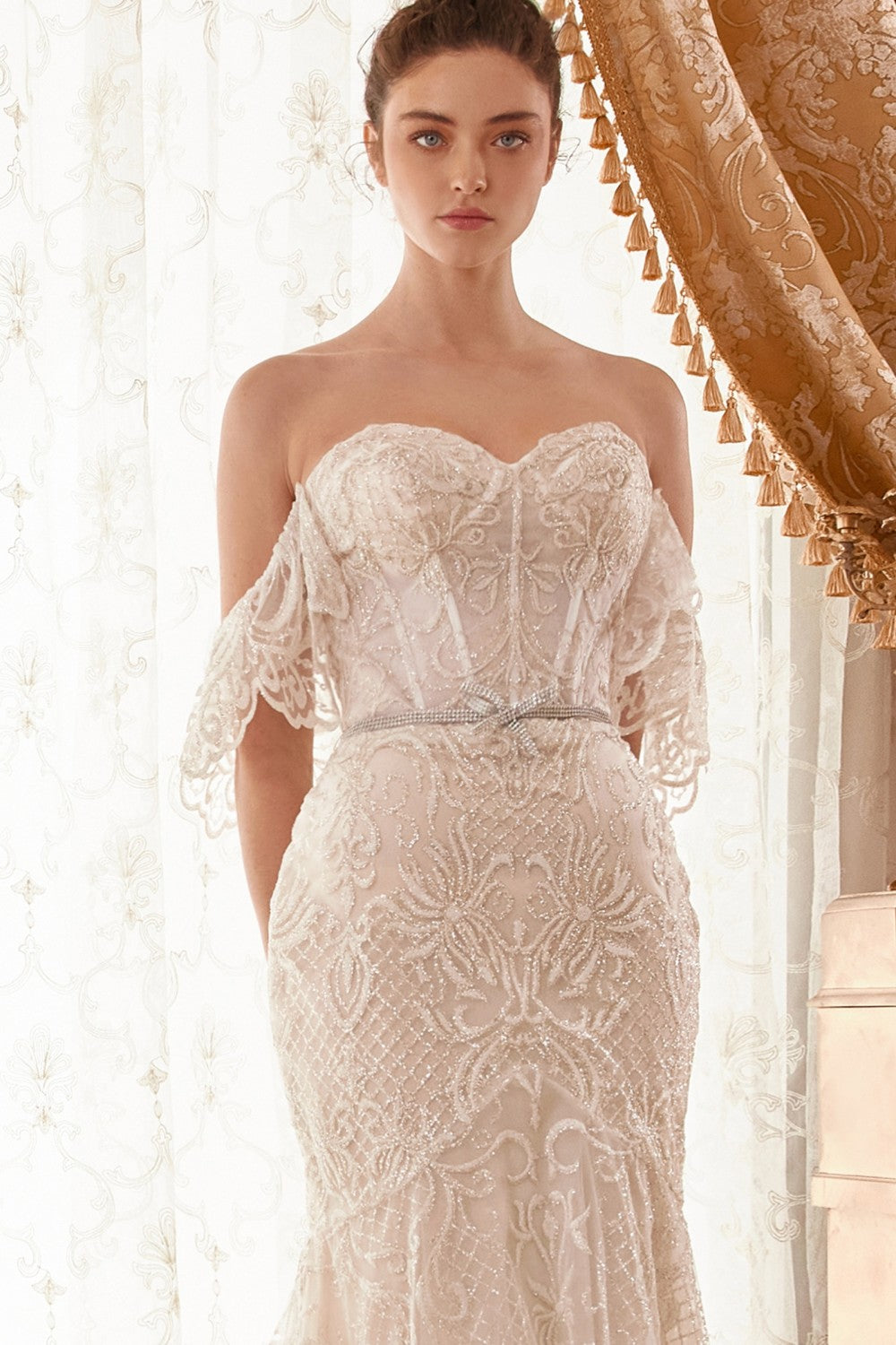 Lace Off The Shoulder Mermaid Bridal Gown By Andrea And Leo -A1104W