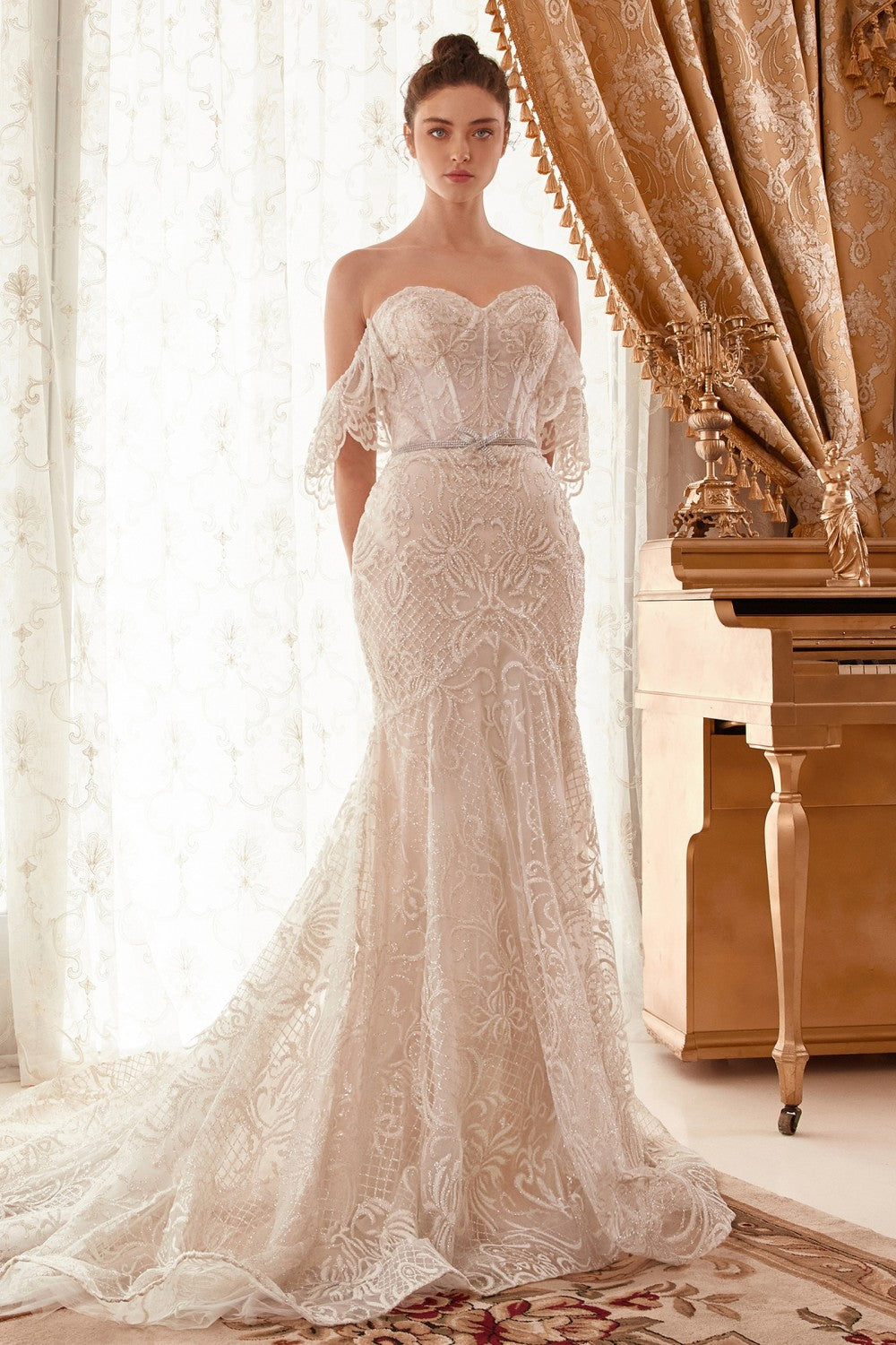 Lace Off The Shoulder Mermaid Bridal Gown By Andrea And Leo -A1104W
