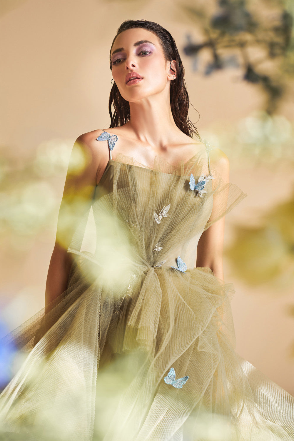 Dancing Butterflies Plisse Ball Gown By Andrea And Leo -A1113