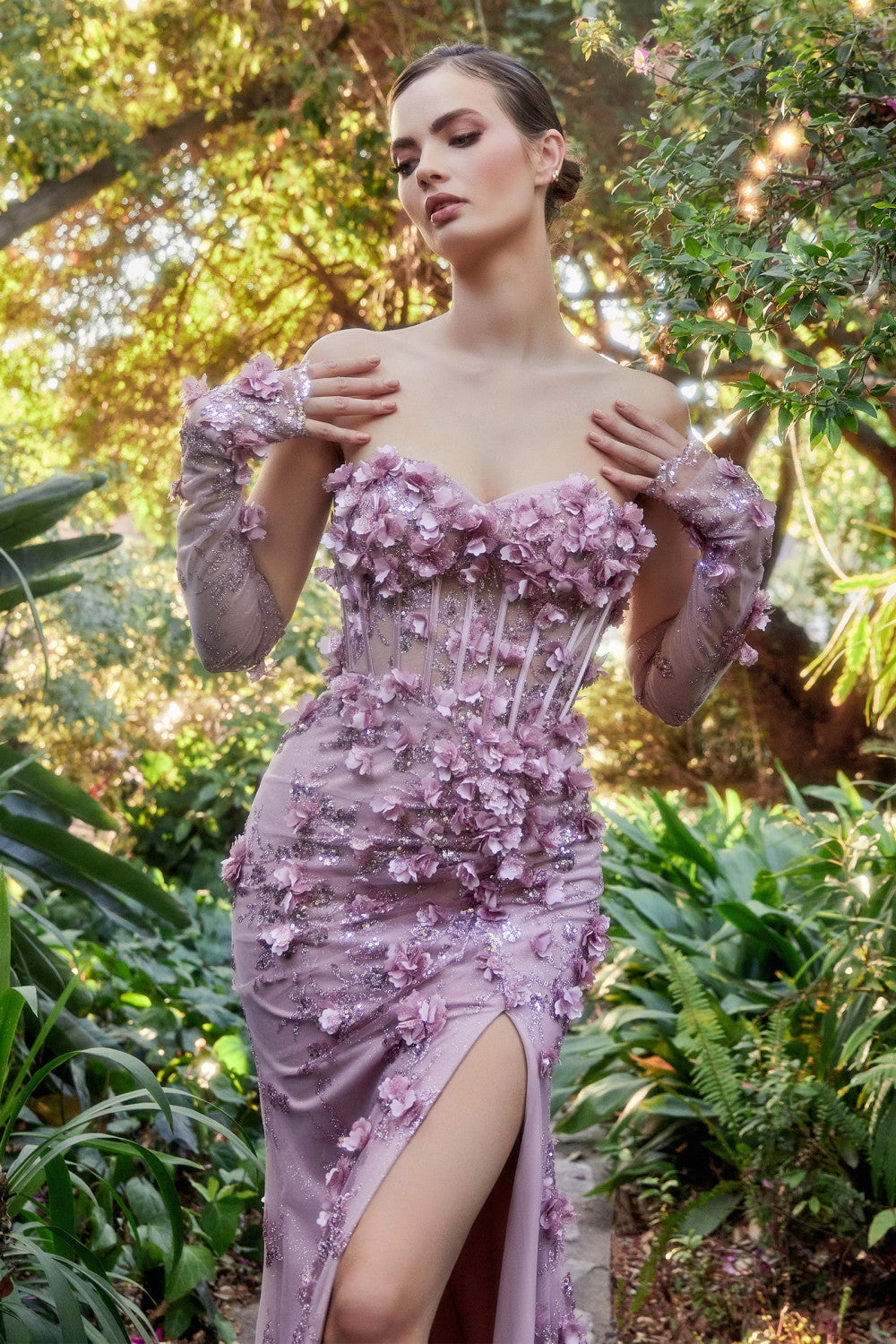 Mermaid Corset Gown With Detachable Sleeve By Andrea And Leo -A1117
