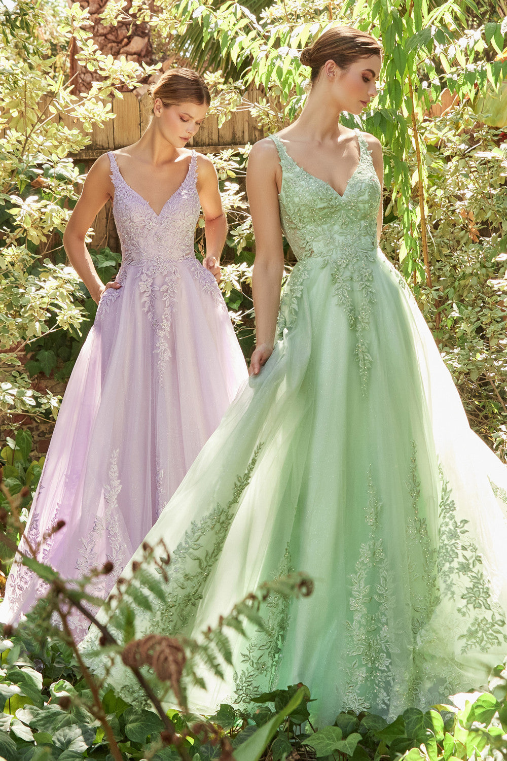Pastel Elysium Lace V-Neck Gown By Andrea And Leo -A1125