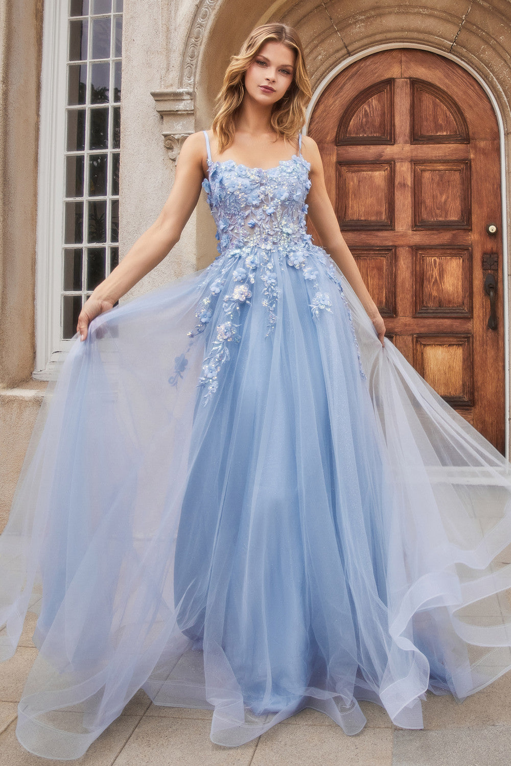 Floral Applique A-Line Gown By Andrea And Leo -A1142
