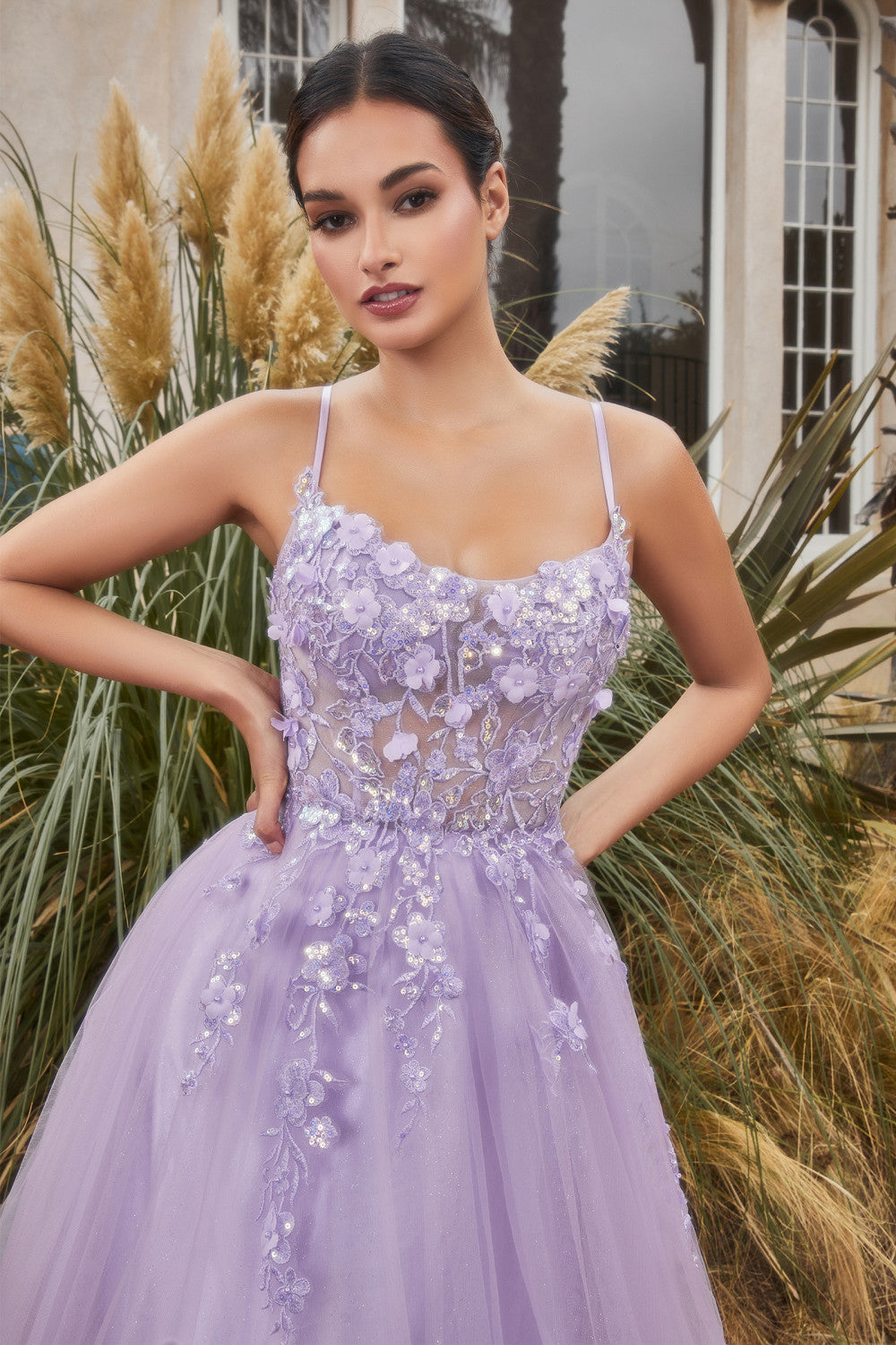 Floral Applique A-Line Gown By Andrea And Leo -A1142