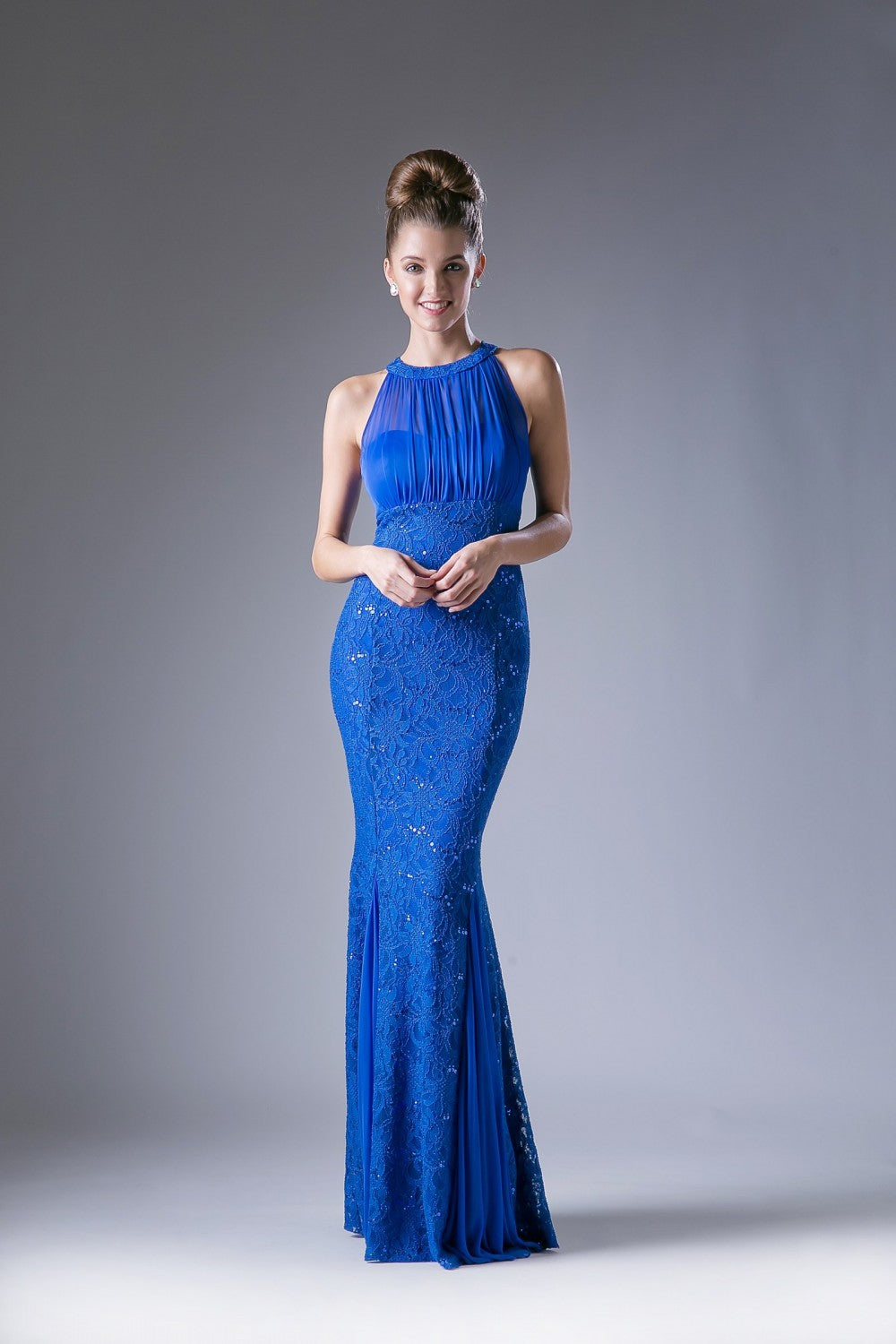 Long High Neck Lace Dress by Cinderella Divine -A1613
