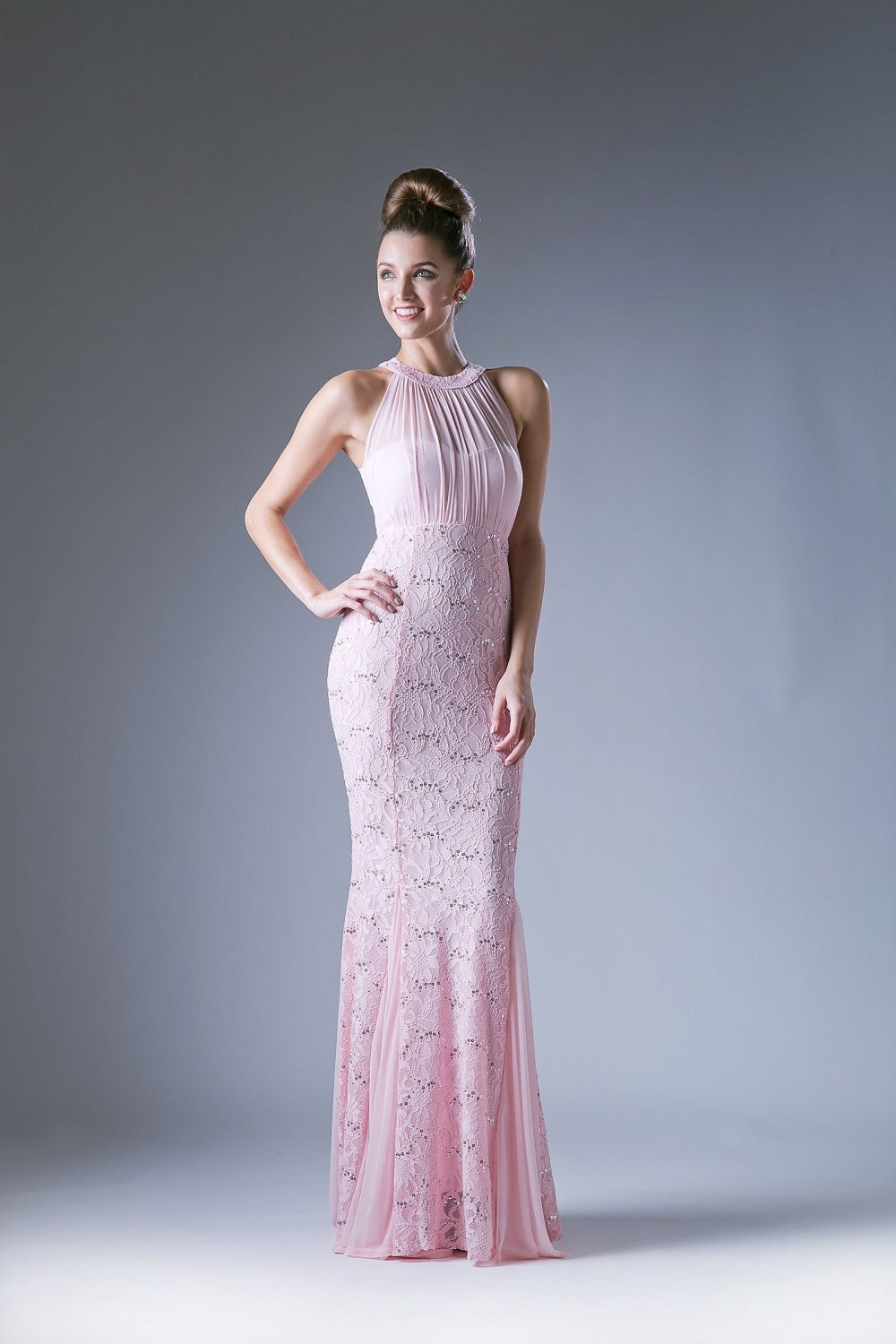 Long High Neck Lace Dress by Cinderella Divine -A1613