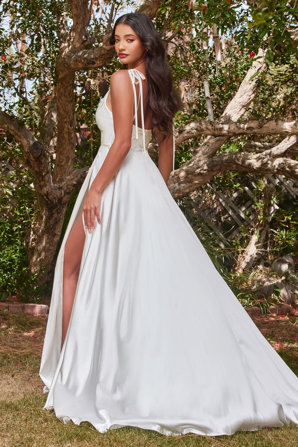Ravishing Cowl A-Line Satin Gown By Cinderella Divine -BD104W