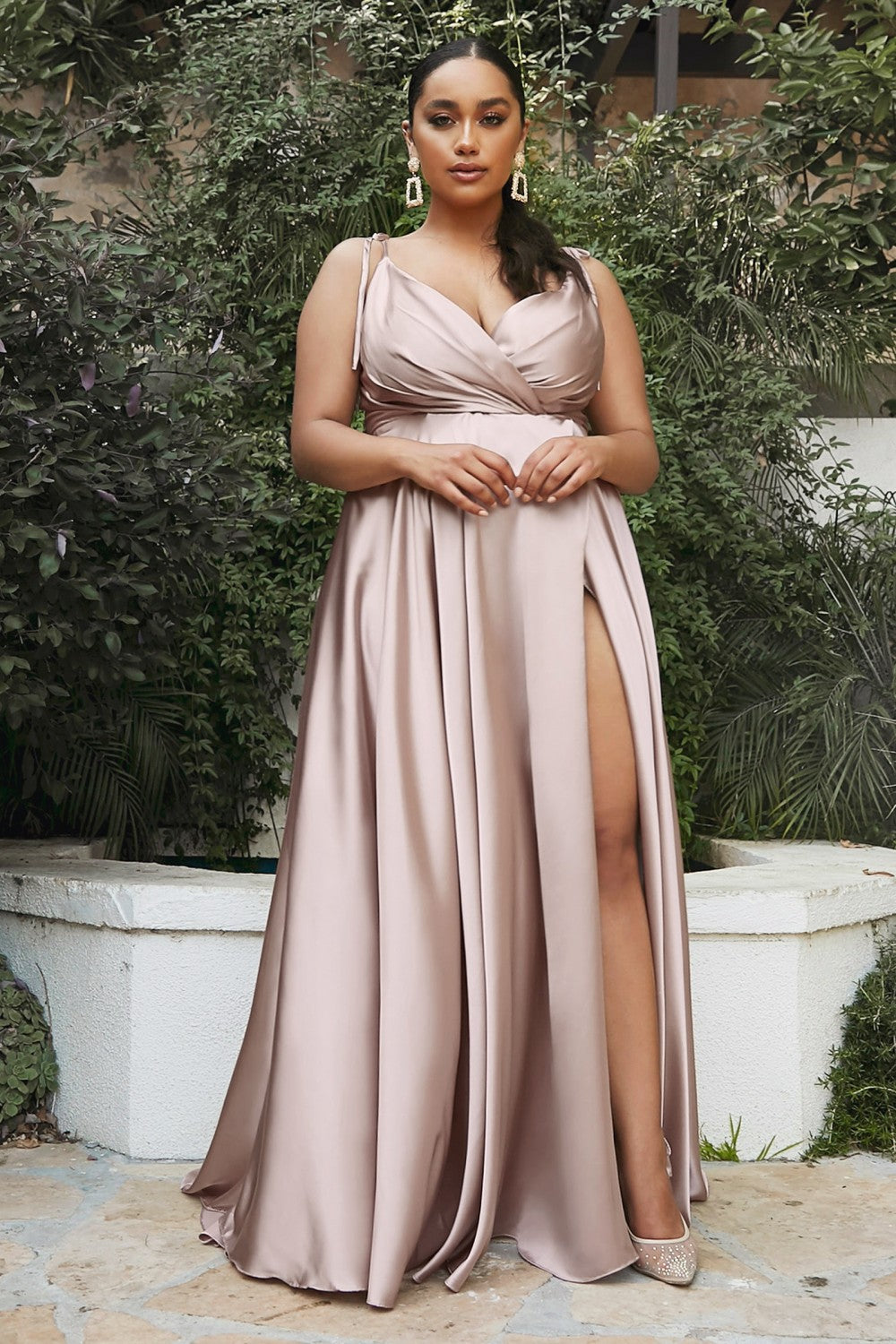 Flowy Satin A-Line Gown By Cinderella Divine -BD105