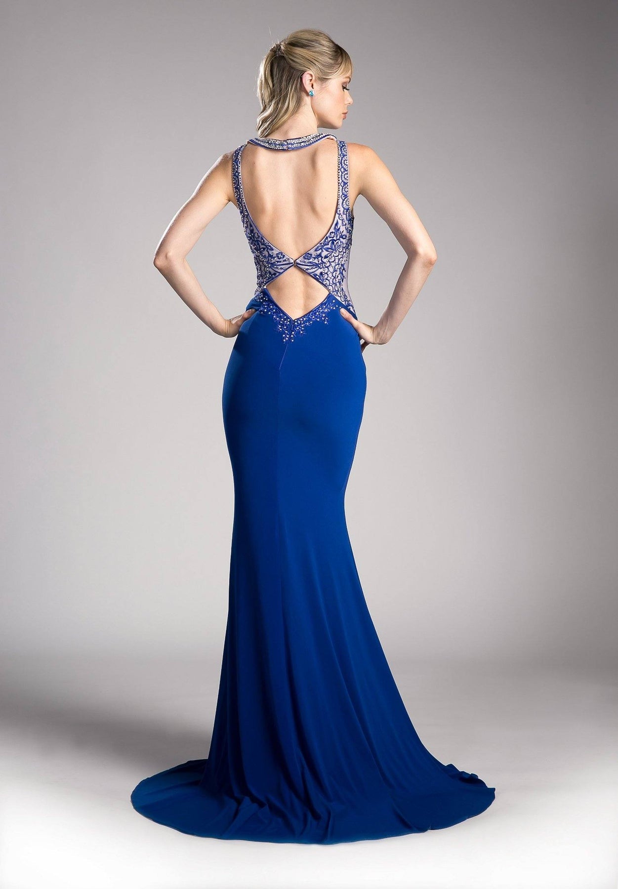 Fitted Gown With Jersey Skirt And Beaded Bodice Top by Cinderella Divine -13120