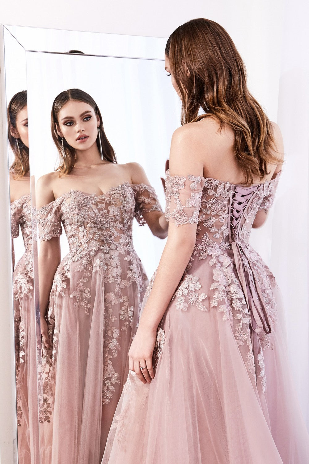 MyFashion.com - A-line dress with embellished lace applique and corset lace up back.(C20) - Cinderella Divine promdress eveningdress fashion partydress weddingdress 
 gown homecoming promgown weddinggown