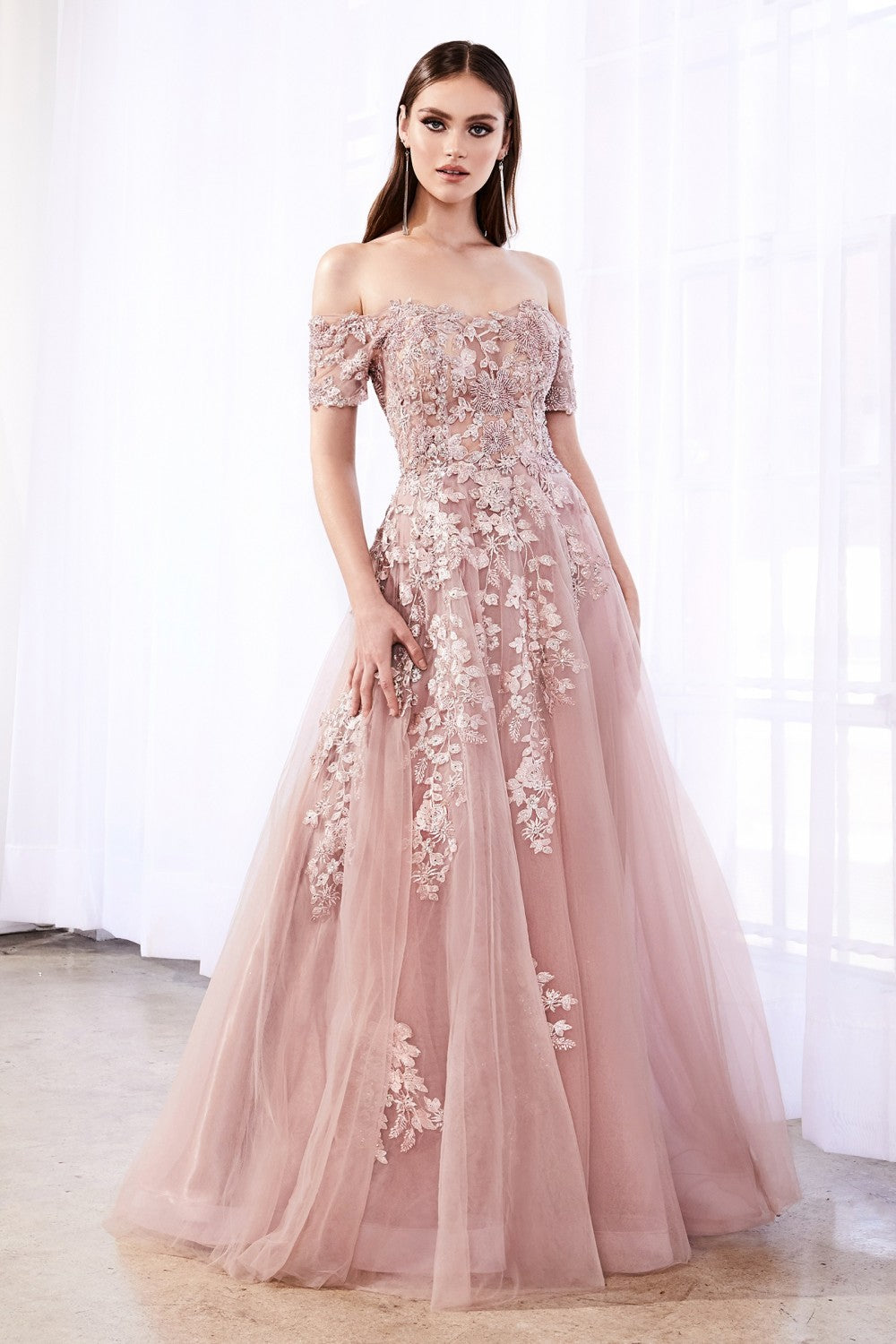 MyFashion.com - A-line dress with embellished lace applique and corset lace up back.(C20) - Cinderella Divine promdress eveningdress fashion partydress weddingdress 
 gown homecoming promgown weddinggown