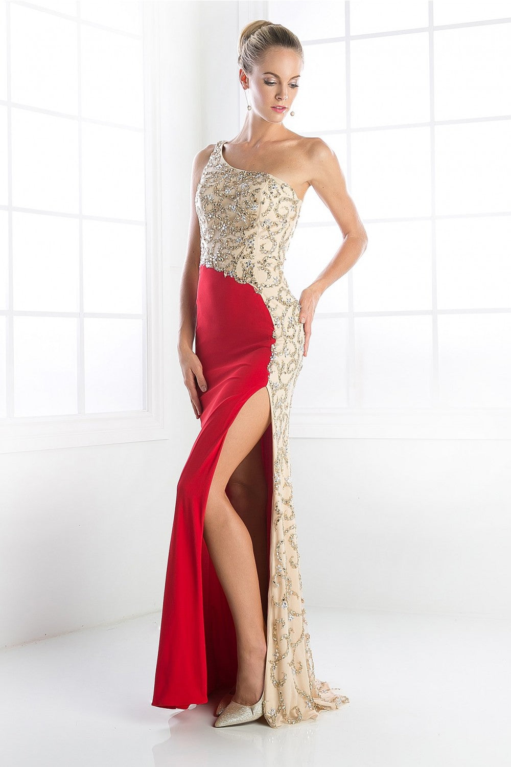 Beaded Stretch Knit Sheath Dress by Cinderella Divine -C222