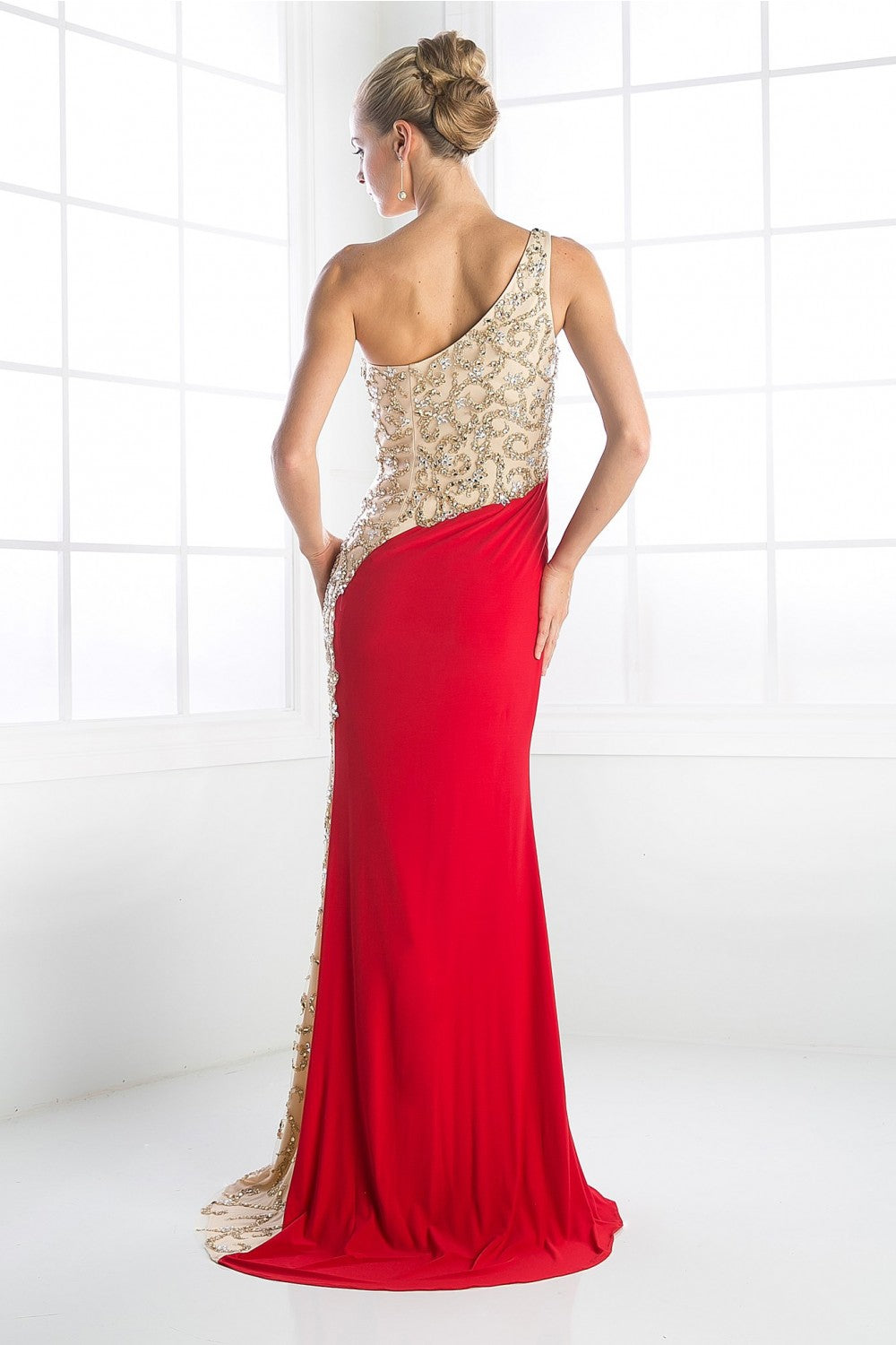 Beaded Stretch Knit Sheath Dress by Cinderella Divine -C222