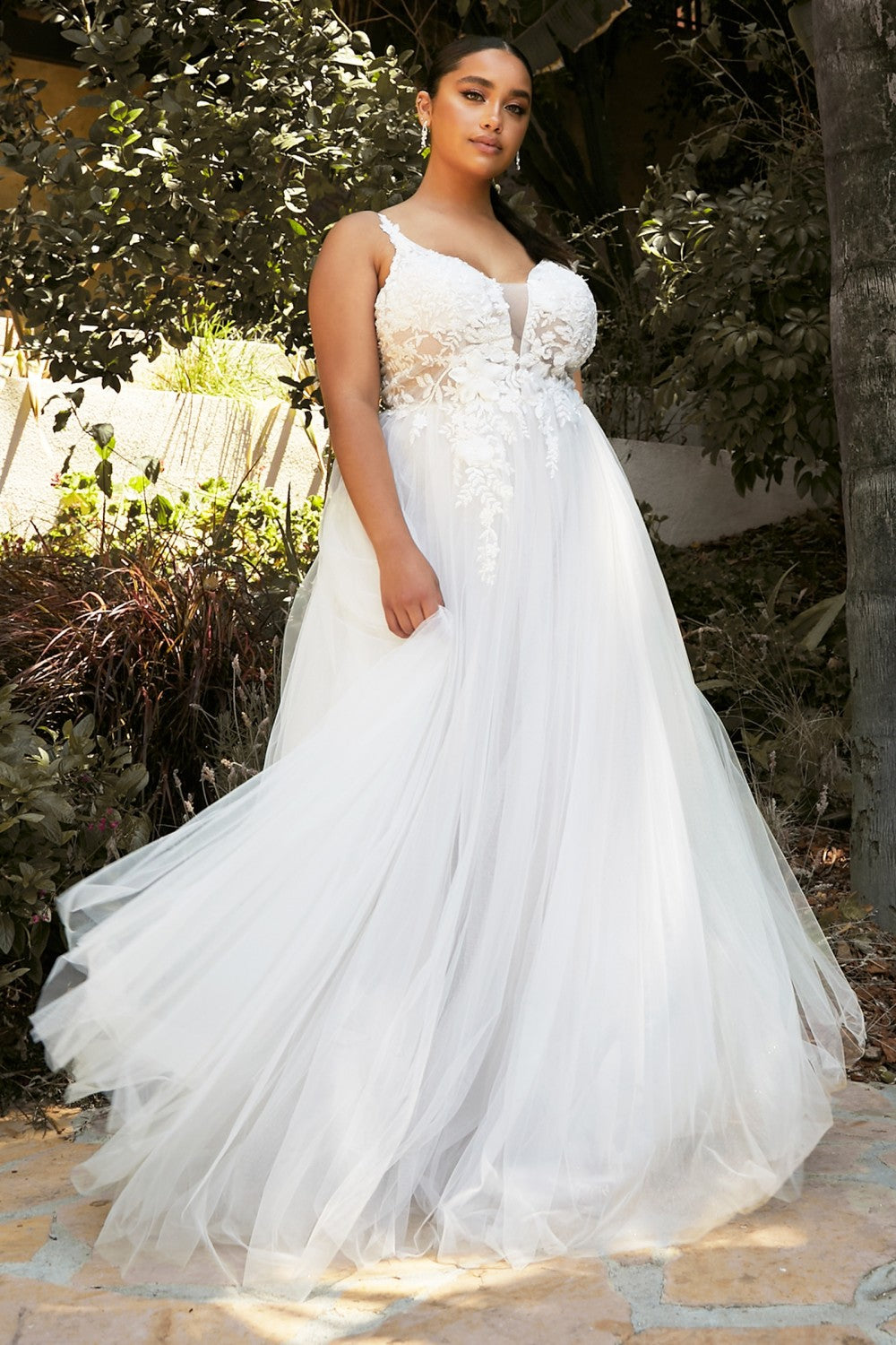 Layered A-Line Tulle Bridal Gown By Cinderella Divine -CB072W