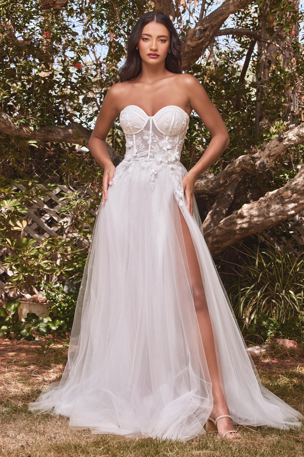 Strapless Floral Wedding Gown By Cinderella Divine -CB080W