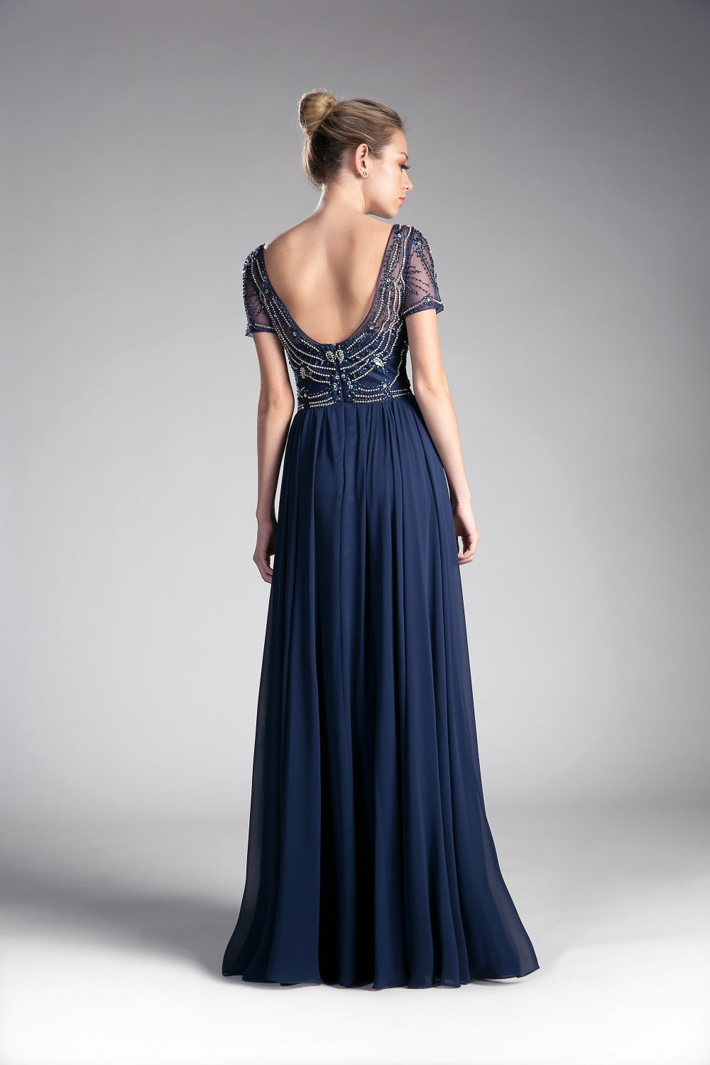 Beaded Bodice Chiffon Empire Waist Dress By Cinderella Divine -CD0123