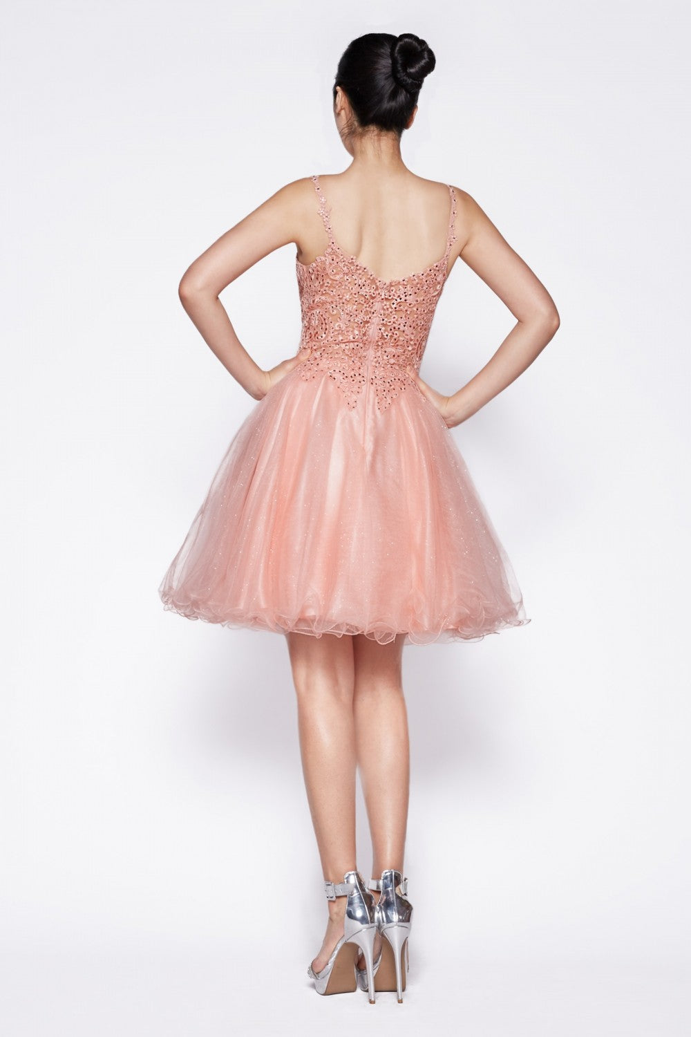 MyFashion.com - A-line short dress with glitter tulle and jewled lace bodice.(CD0137) - Cinderella Divine promdress eveningdress fashion partydress weddingdress 
 gown homecoming promgown weddinggown