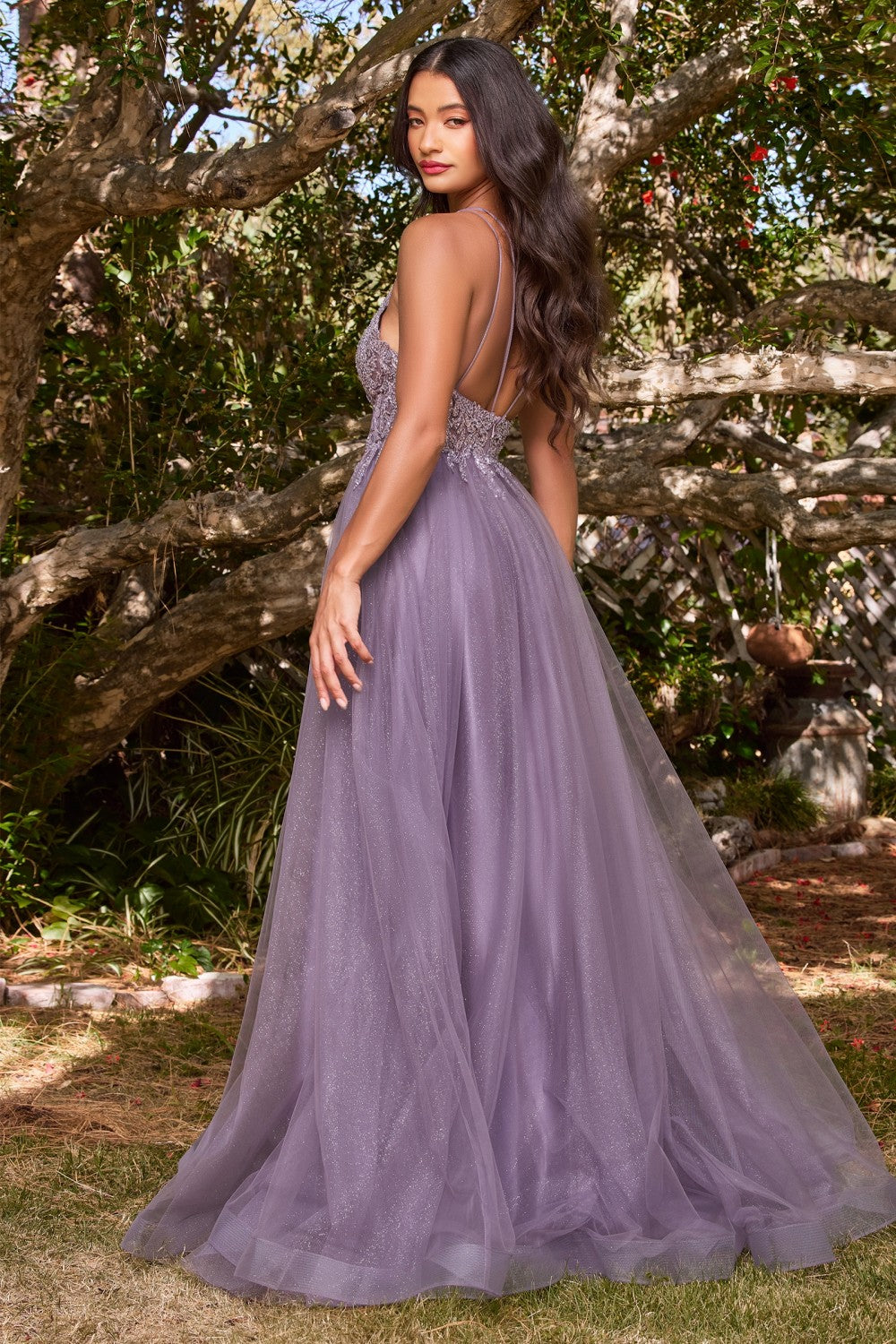A-Line Dress With Beaded Applique Bodice And Layered Tulle Skirt by Cinderella Divine -CD0154