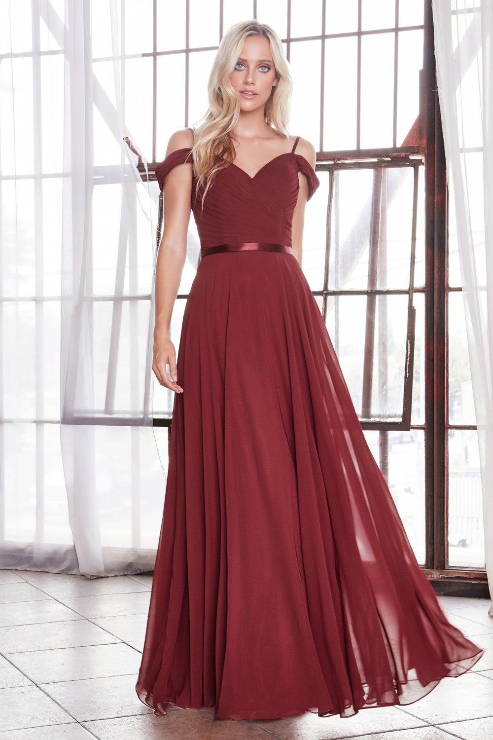 MyFashion.com - Off the shoulder chiffon gown with corset back and satin belt.(CD0156) - Cinderella Divine promdress eveningdress fashion partydress weddingdress
gown homecoming promgown weddinggown