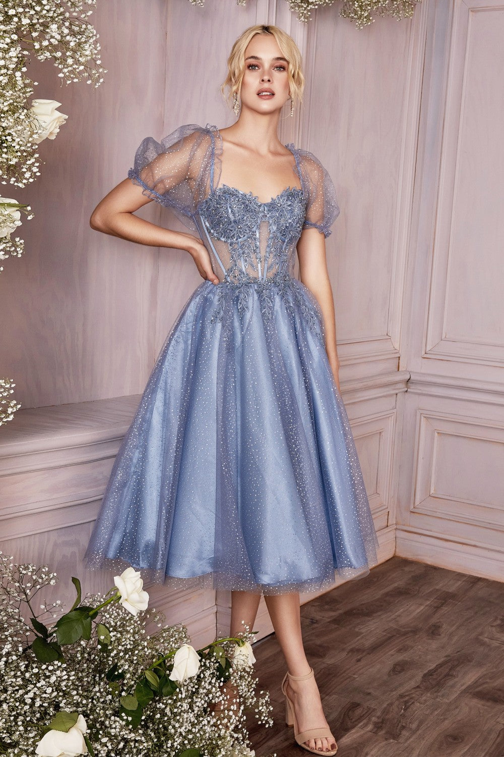 layered tulle dress Tea Length Layered Tulle Dress By Cinderella Divine
