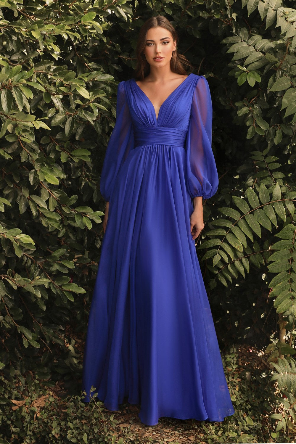 Long Sleeve Chiffon Gown -01 By Cinderella Divine -CD0192