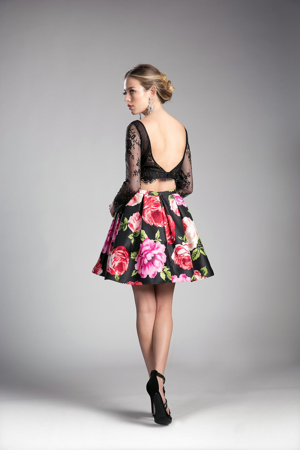 Beaded Long Sleeve Lace Crop Top. Top Only, by Cinderella Divine Skirt Sold As CD701L-TOP2