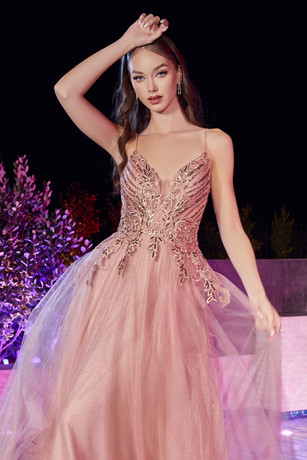 Layered Tulle A-Line Gown By Cinderella Divine -CD874