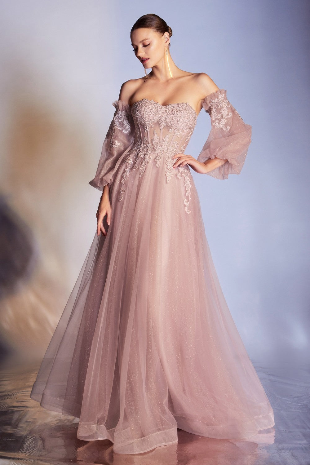 Applique Corset Gown By Cinderella Divine -CD948