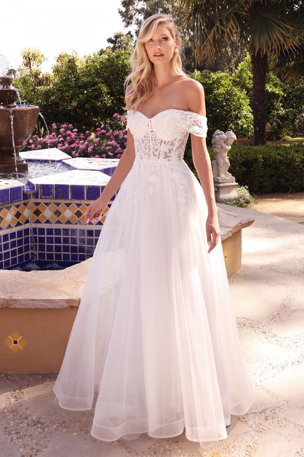 Off Shoulder Bridal Gown By Cinderella Divine -CD961W