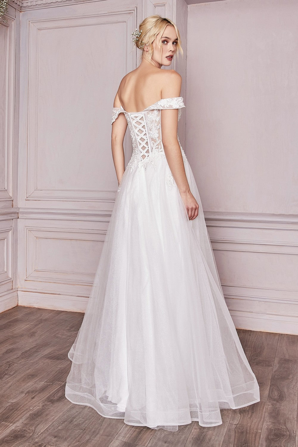 Off Shoulder Bridal Gown By Cinderella Divine -CD961W