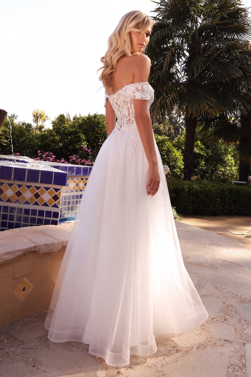 Off Shoulder Bridal Gown By Cinderella Divine -CD961W