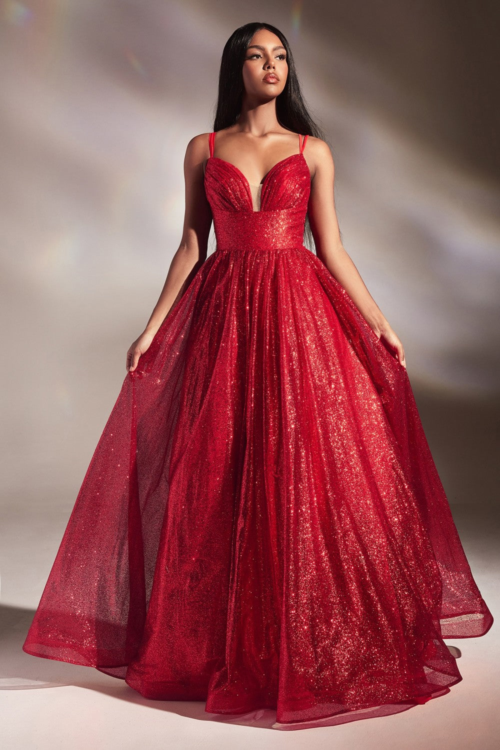 Layered Glitter Ball Gown  By Cinderella Divine -CD996