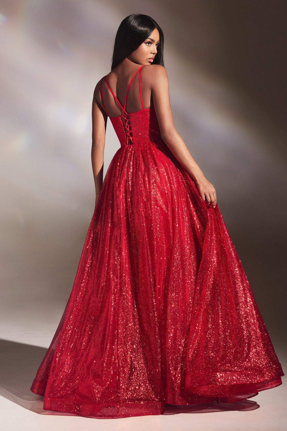 Layered Glitter Ball Gown By Cinderella Divine -CD996