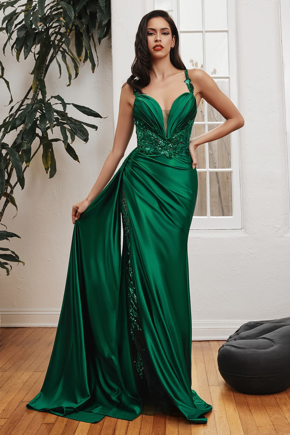 Soft Satin Dress Fitted Dress By Cinderella Divine -CDS417