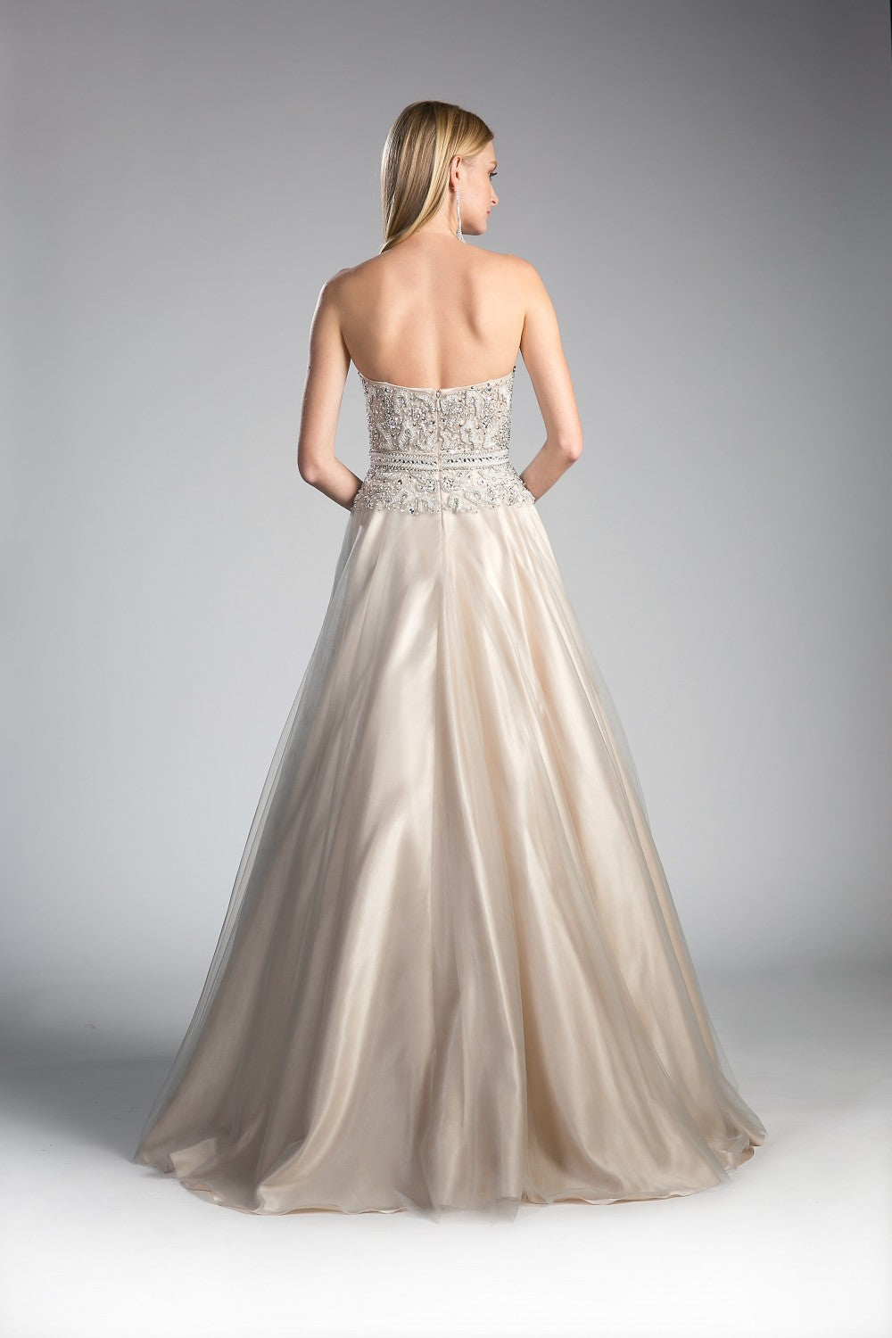 Beaded Lace Bodice Tulle Ball Gown By Cinderella Divine -CE0004