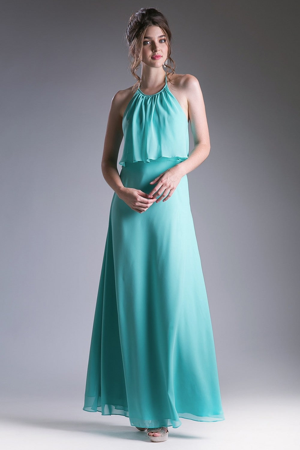 Long Halter Chiffon Dress by Cinderella Divine -CF130