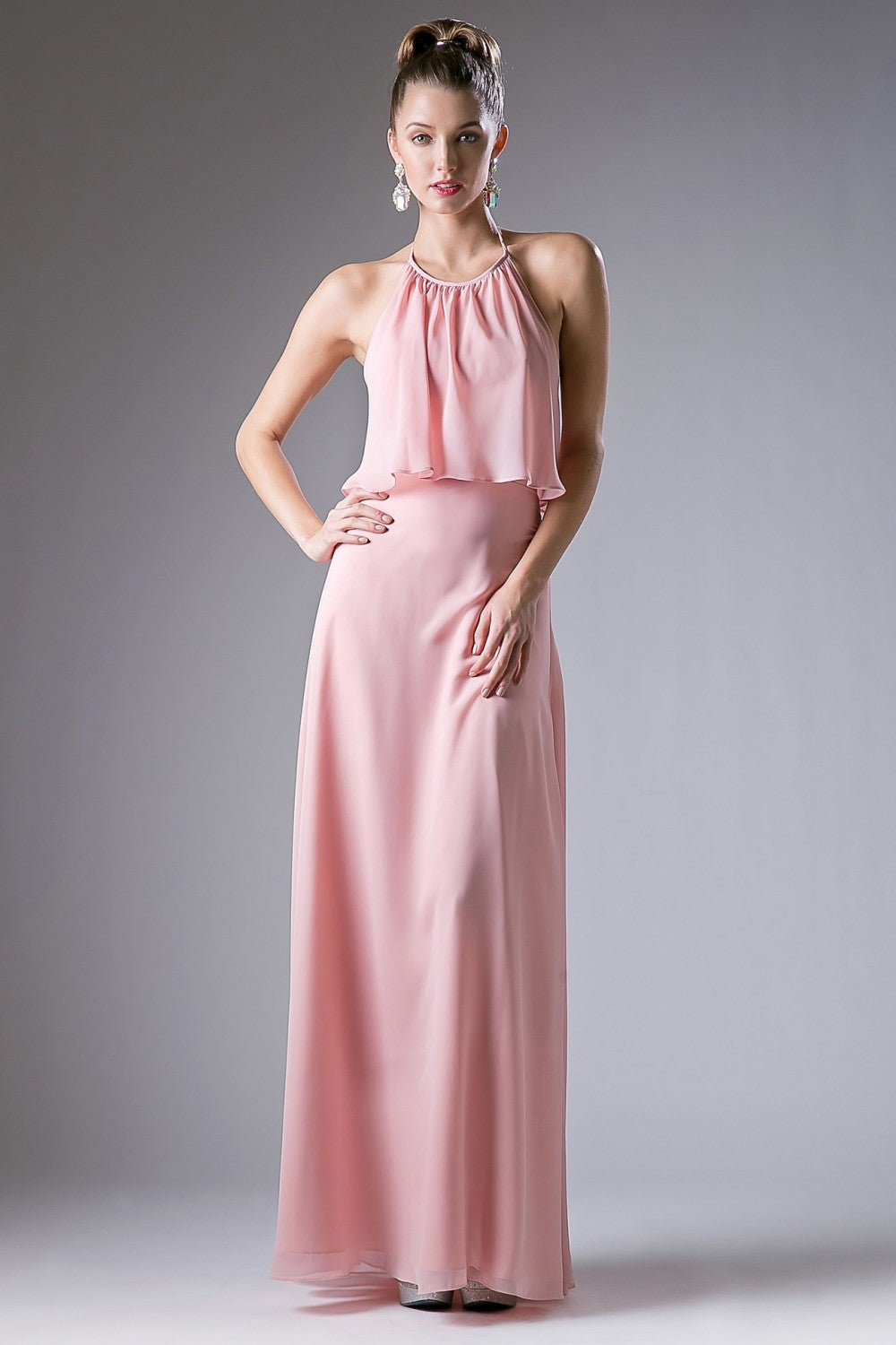 Long Halter Chiffon Dress by Cinderella Divine -CF130