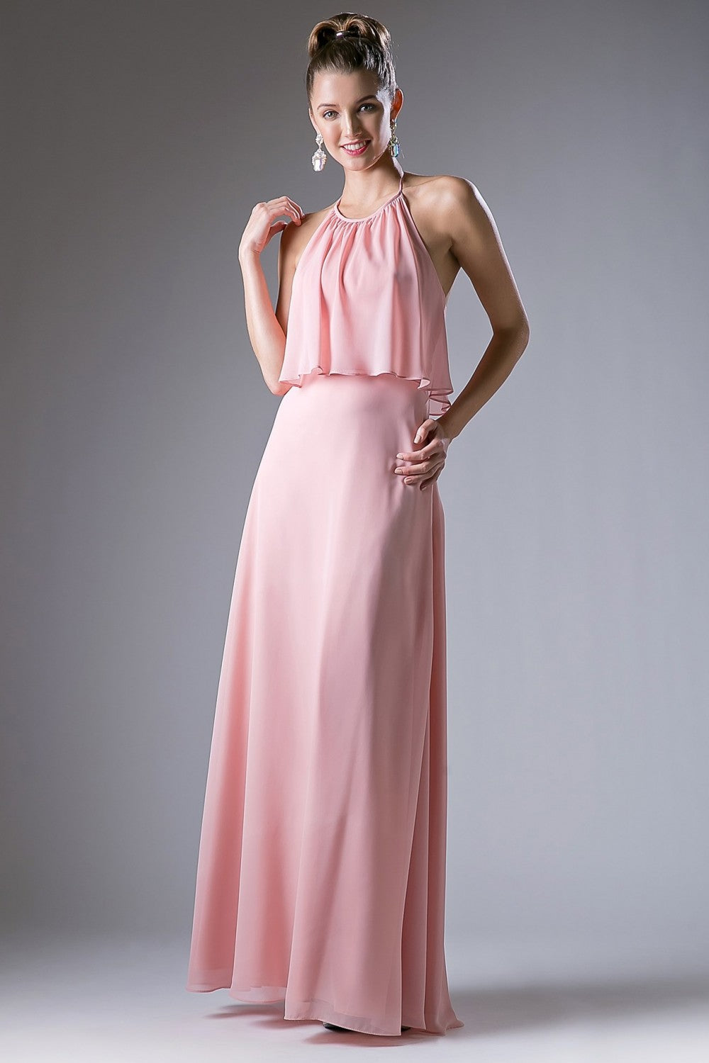 Long Halter Chiffon Dress by Cinderella Divine -CF130