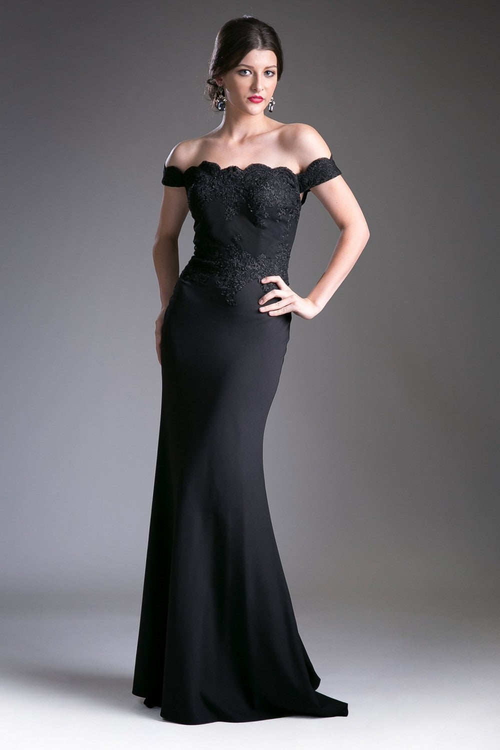 MyFashion.com - Off the shoulder fitted gown with lace applique details and stretch jersey.(CF158) - Cinderella Divine promdress eveningdress fashion partydress weddingdress
gown homecoming promgown weddinggown