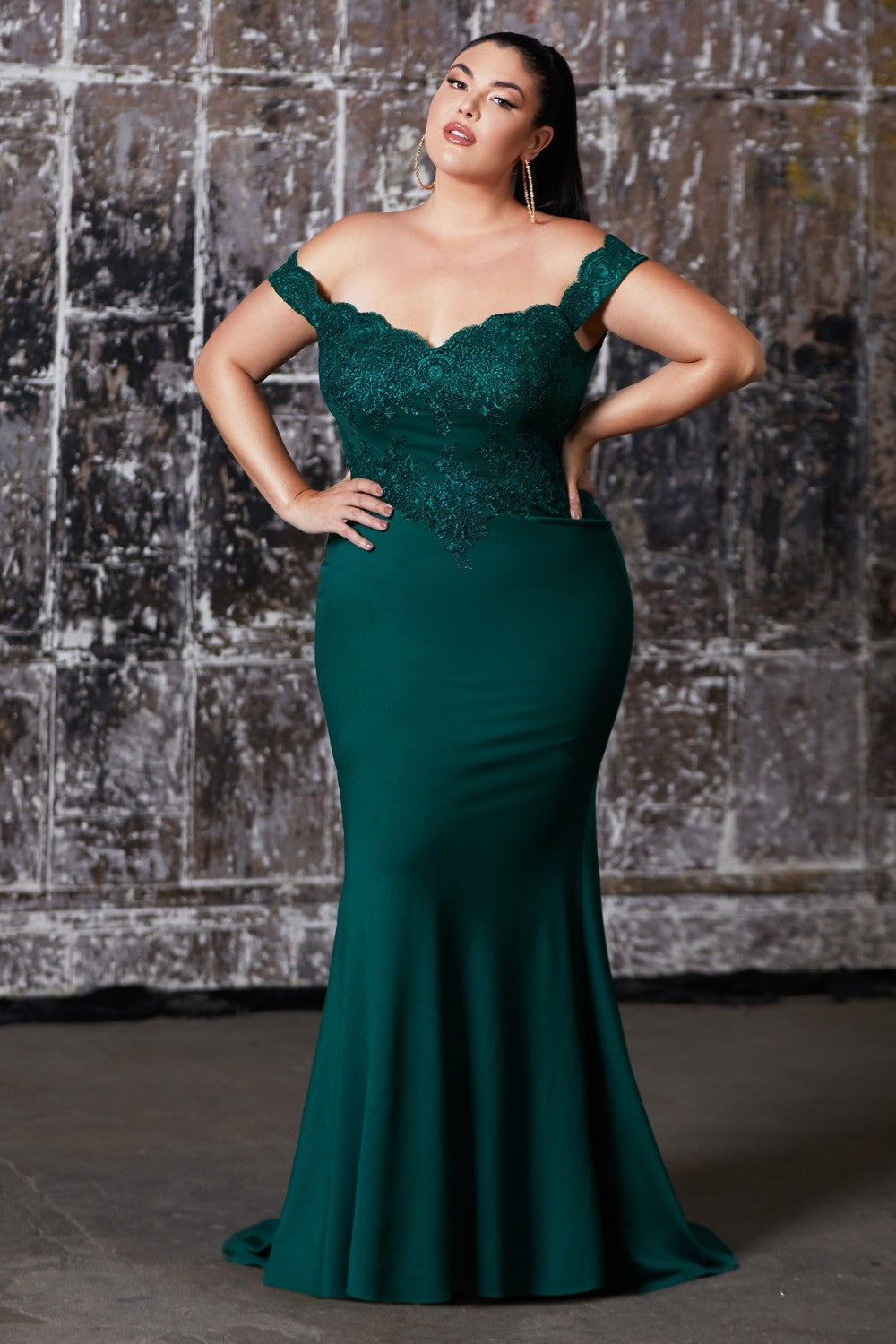 MyFashion.com - Off the shoulder fitted gown with lace applique details and stretch jersey.(CF158) - Cinderella Divine promdress eveningdress fashion partydress weddingdress
gown homecoming promgown weddinggown