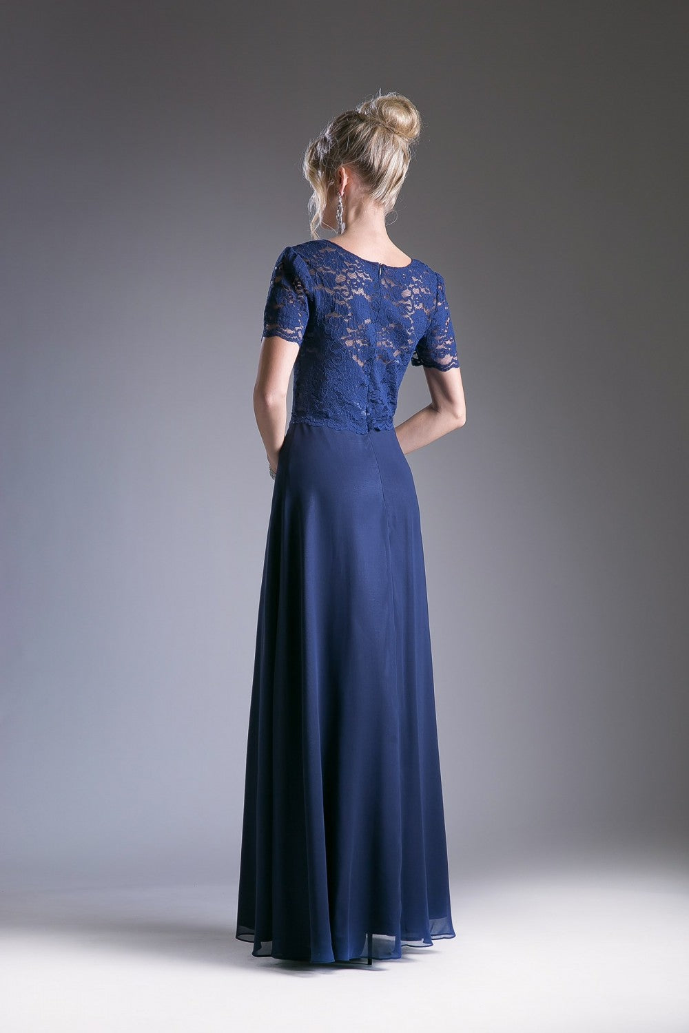 Short Sleeve Lace Bodice Mock Two-Piece Dress By Cinderella Divine -CF160