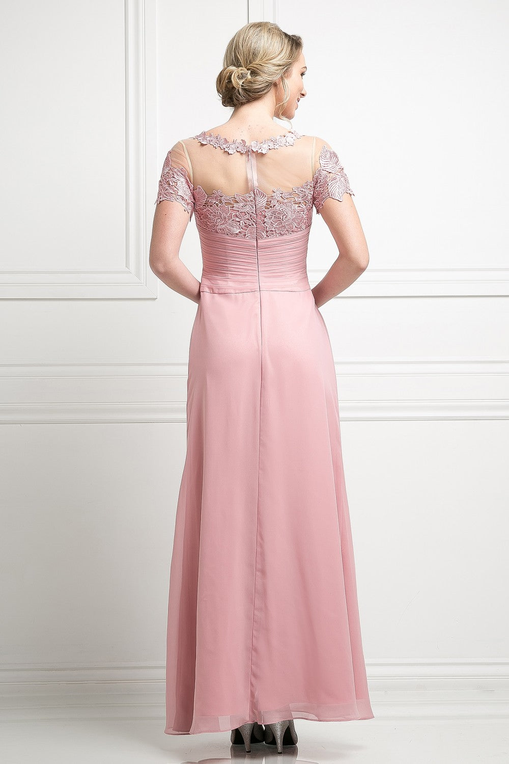 Lace Chiffon Empire Waist Dress by Cinderella Divine -CH1509