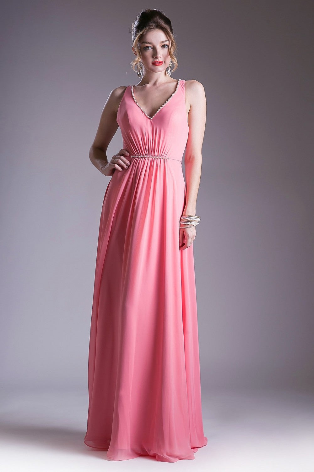 Long Strappy Back Dress by Cinderella Divine -CH526