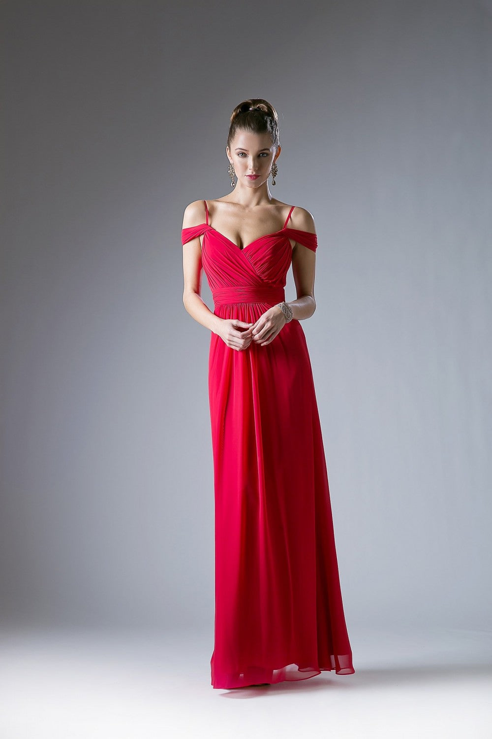Draping Off-Shoulder Surplice Chiffon Formal Gown Cinderella Divine -CH527